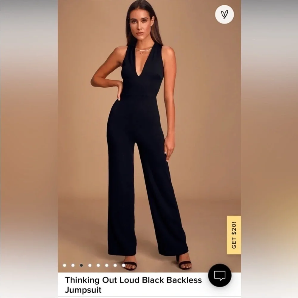 Lulus - Thinking Out Loud Black Backless Jumpsuit - Size Small NWT‎